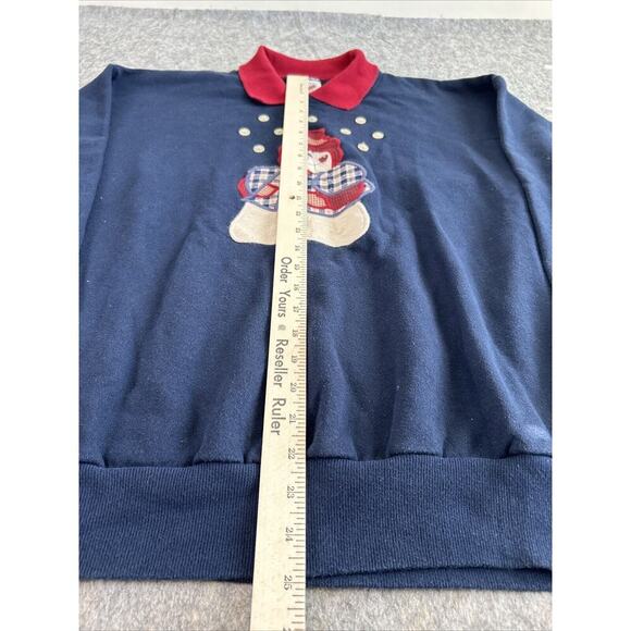 Vintage 90’s Jerzees Crewneck Women’s LG Blue Christmas Sweatshirt Snowman - Picture 2 of 9